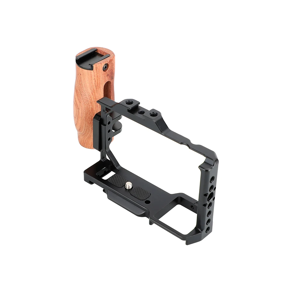 SZRIG Sony ZV-E10 Защитная армированная рамка с полным каркасом (эксклюзивное использование) с левой стороны деревянной рукояткой