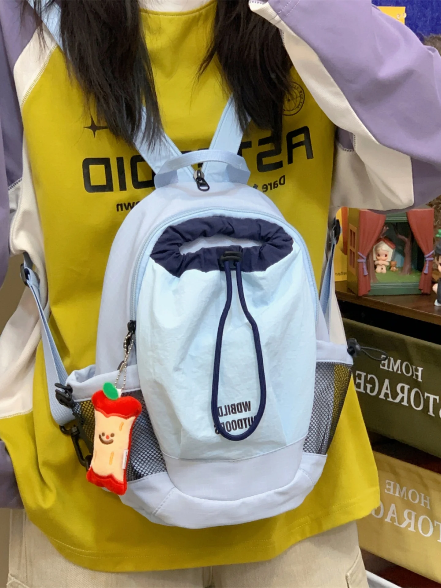 多機能カジュアルトラベルクロスボディバックパックサイクリングウォーターカップホルダー屋外ハイキングバッグ韓国スタイルコントラストカラーポーチ