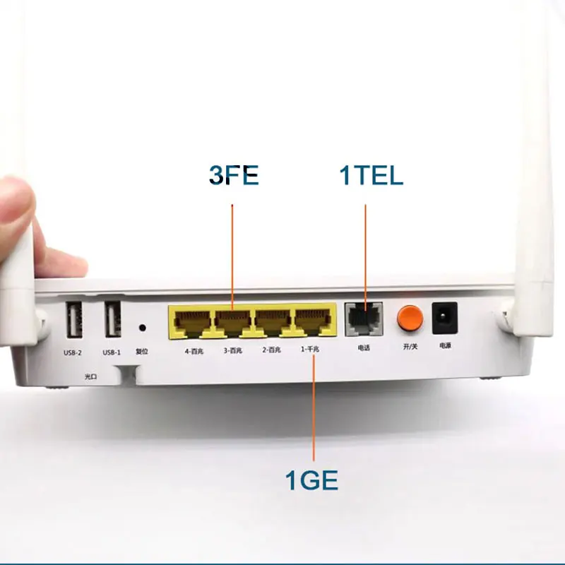 PT939 XPON ONT ONU 1GE+3FE+2USB+TEL Dual Band 2.4G&5G AC WIFI   EPON/GPON Router Second Hand Without Power Supply