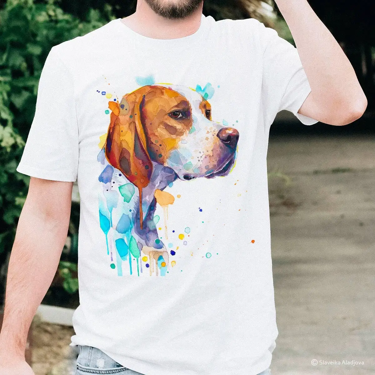 English Pointer Dog T Shirt Ring Spun Cotton 100 Watercolor Print Art Animal Xs S M L Xl Xxl