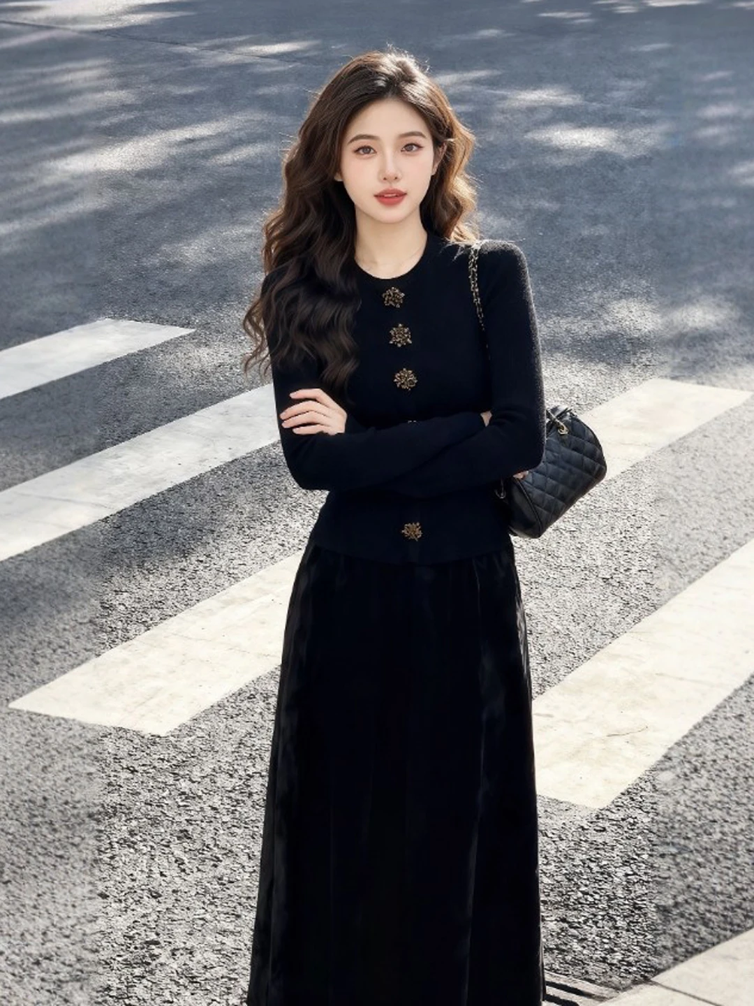 

Elegant Two-Piece Set Gentle Style High Waist Skirt Comfortable Knit Top Winter Fashion Outfit Casual Versatile Women's Ensemble