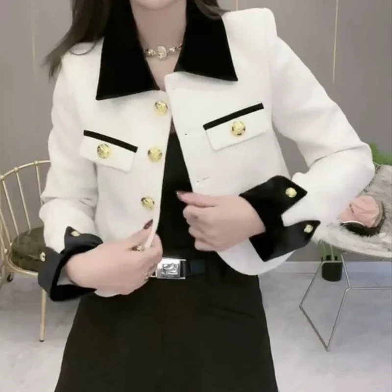 

Women Blazer Office Ladies Elegant Outwear Long Sleeve Work Wear Classy Female Spliced Chic Suit Autumn Fashion 2025 New Clothes