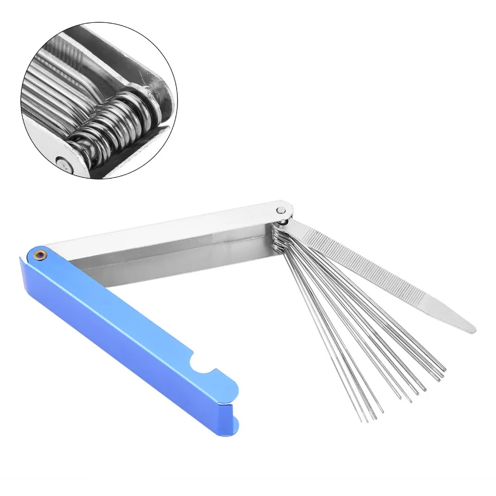 12 in 1 Carburetor Jet Cleaner Kit Compact Portable Guitar Nut File Set Easy Use With Storage Box Gas Welding Nozzle Cleaner