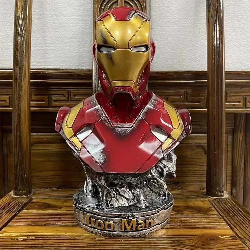 36cm Iron Man Bust Action Figure Marvel Resin Statue Collection Hero Model Room Decoration Art Sculpture Crafts Gift  Decoratio