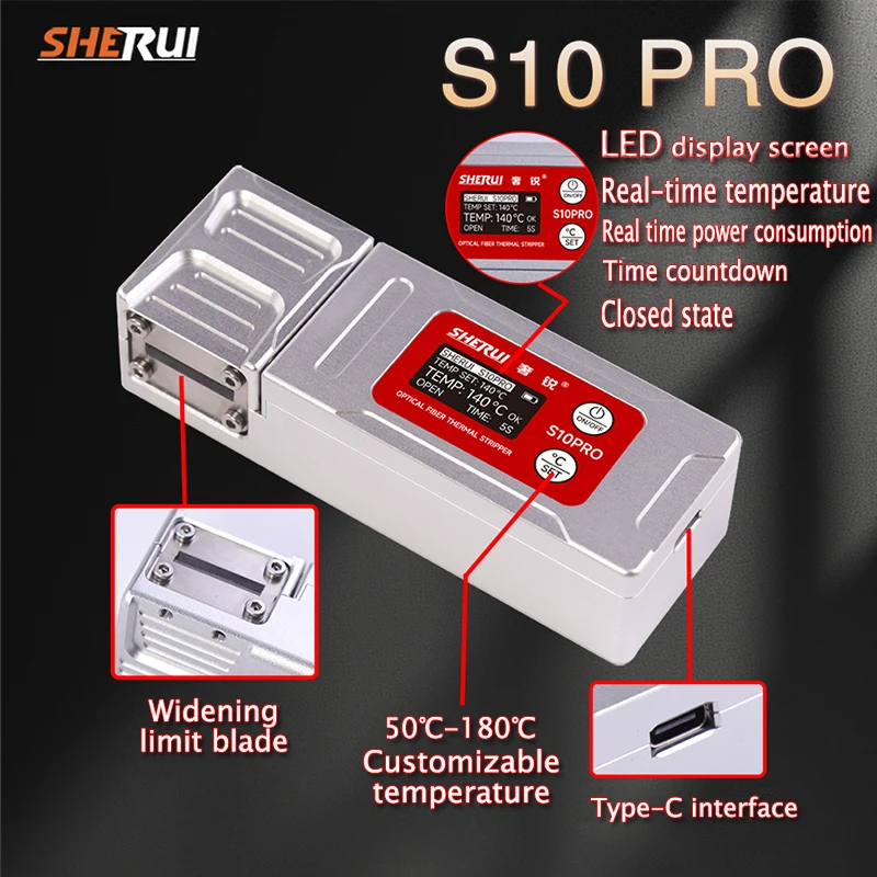 

S10 pro Fiber Thermal Stripper Pliers Heated Optical Wire Stripping Slitter Ribbon Fiber Hot Jacket Stripper Cutter Fusion Tool