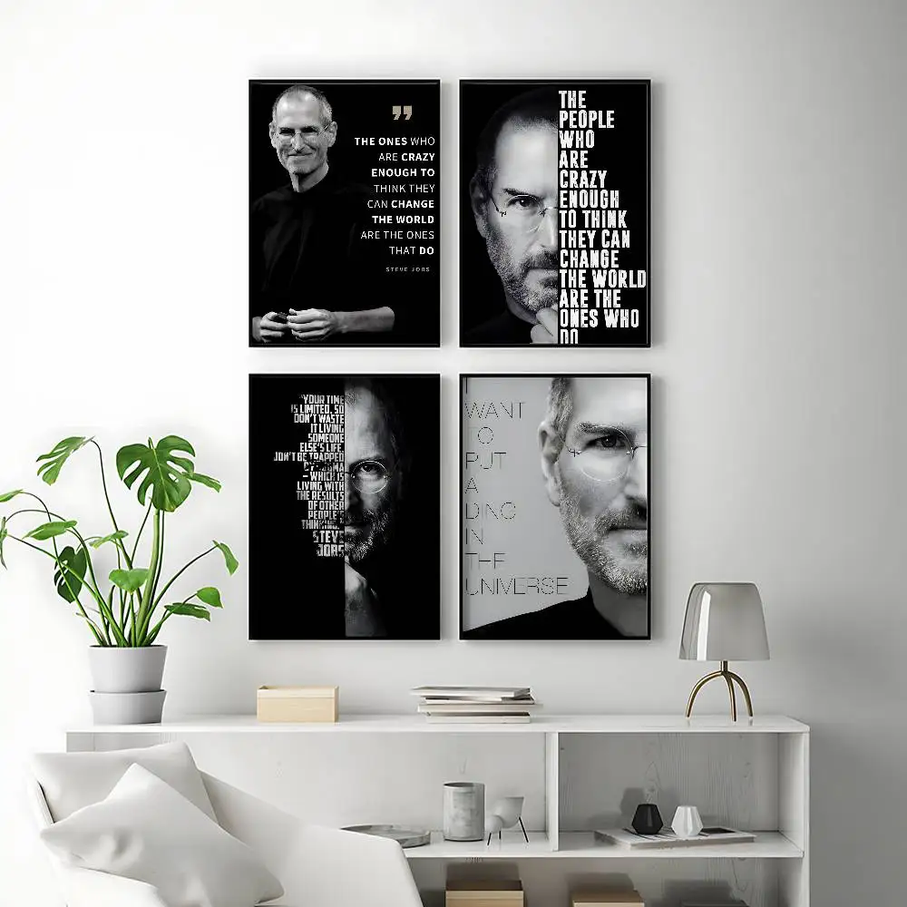 Iconic Celebrity Steve Jobs Posters Premium Self-Adhesive No Residue Wall Sticker for Home Office Bar Decor