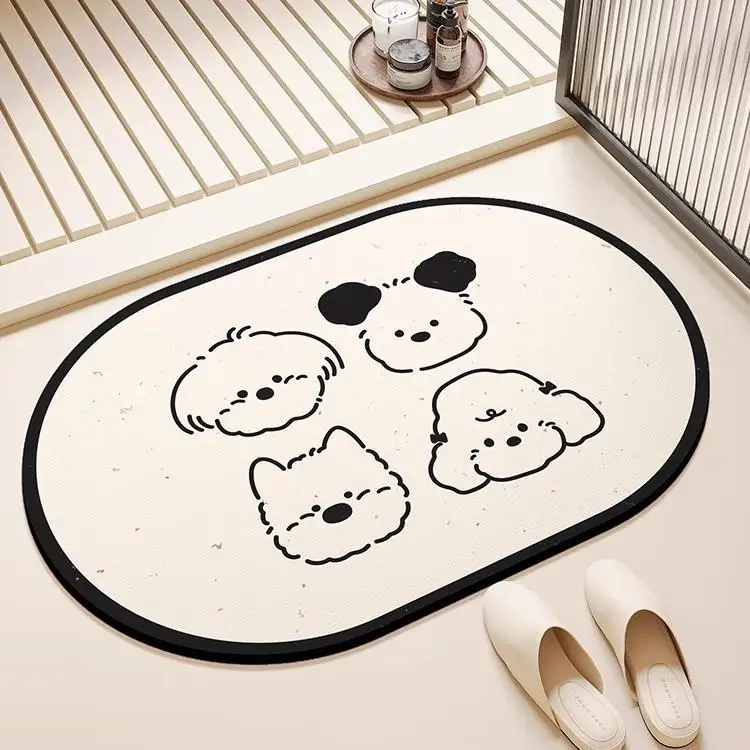 

Absorbent Quick-Dry Cartoon Diatom Mud Door Mat Bathroom Entrance Anti-Slip Mat Home Use Dirt Resistant Entrance Mat
