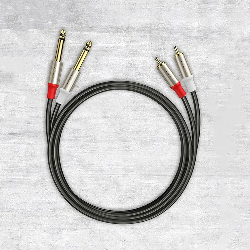 6.35mm To RCA Cable Dual 1/4 TS Male To Dual RCA Male Stereo Audio Cable for Guitar AV Receiver Speaker Amplifier Home Theater