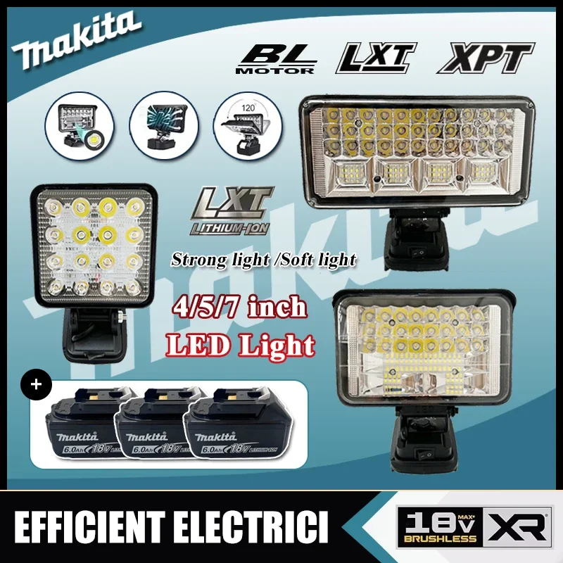 

Портативный светодиодный прожектор Makita 4/5/7 дюймов, беспроводной, для работы на улице, рыбалки, ручной, аварийный, совместим с аккумулятором 18В