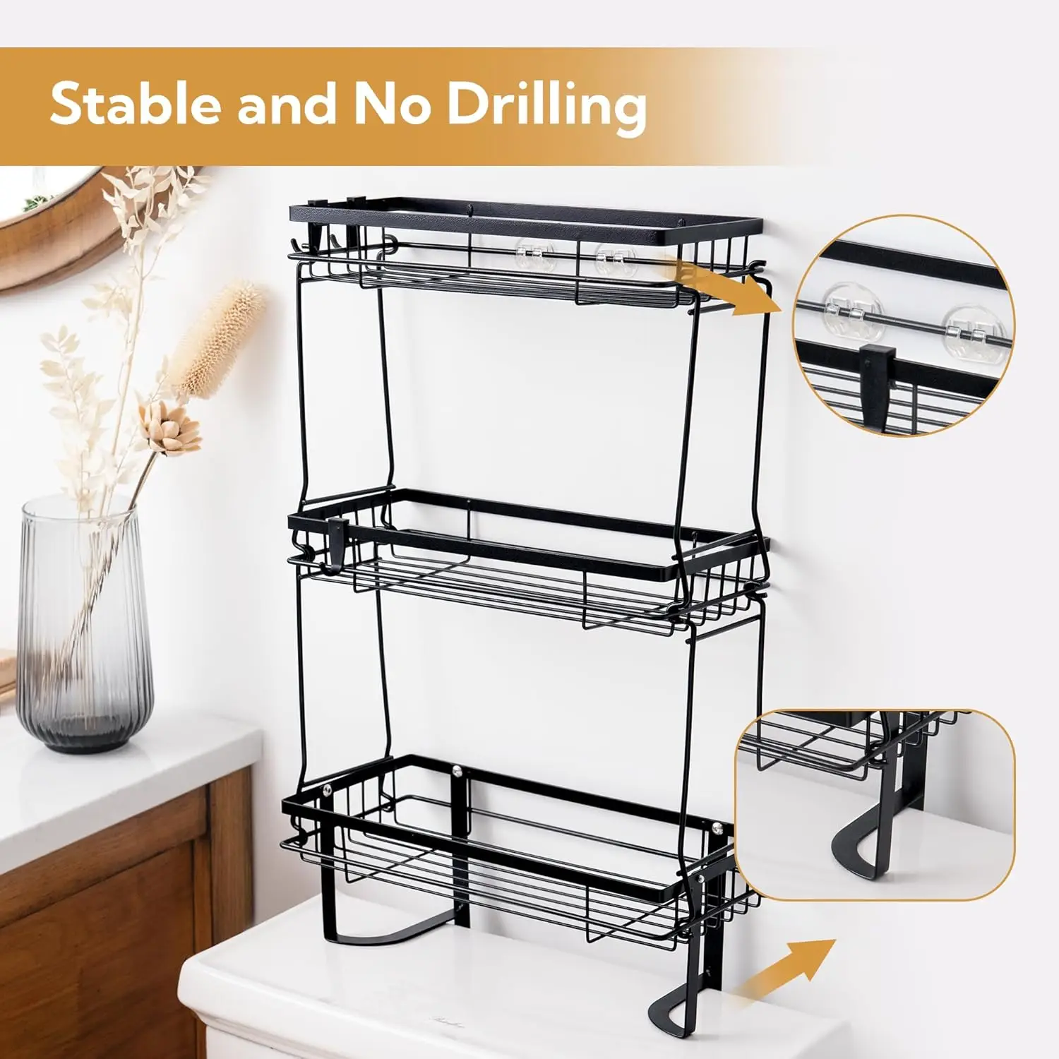 3-Tier Over The Toilet Rack for Bathroom,Over The Toilet Storage,  Over Toilet Storage Shelf, Bathroom Shelves Over Toilet