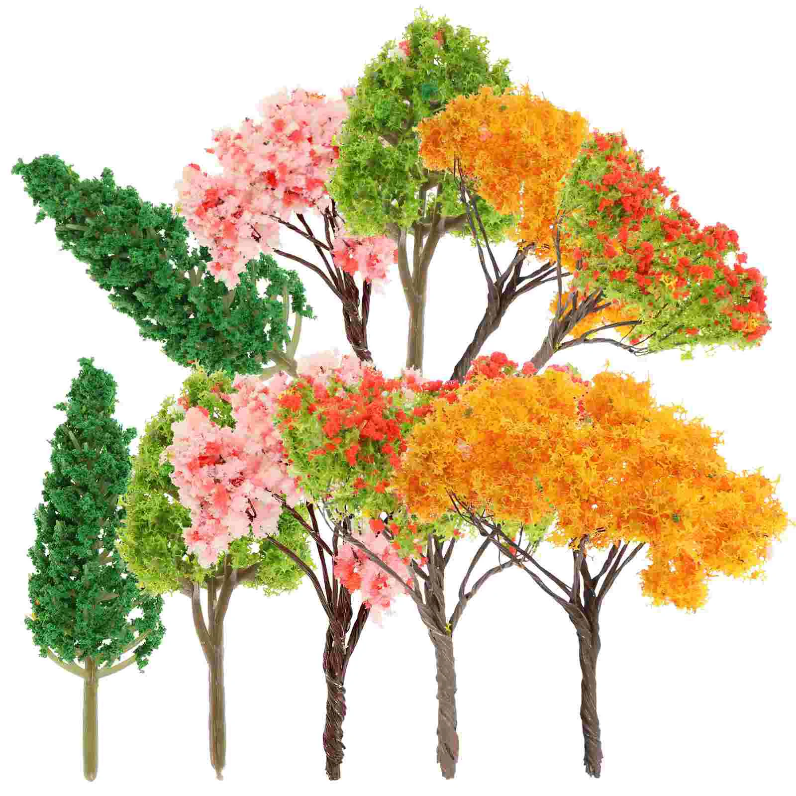 10 Pcs Mini Tree Set Miniature Models Trees Artificial Train Track Green Scenery Small Decoration Plastic