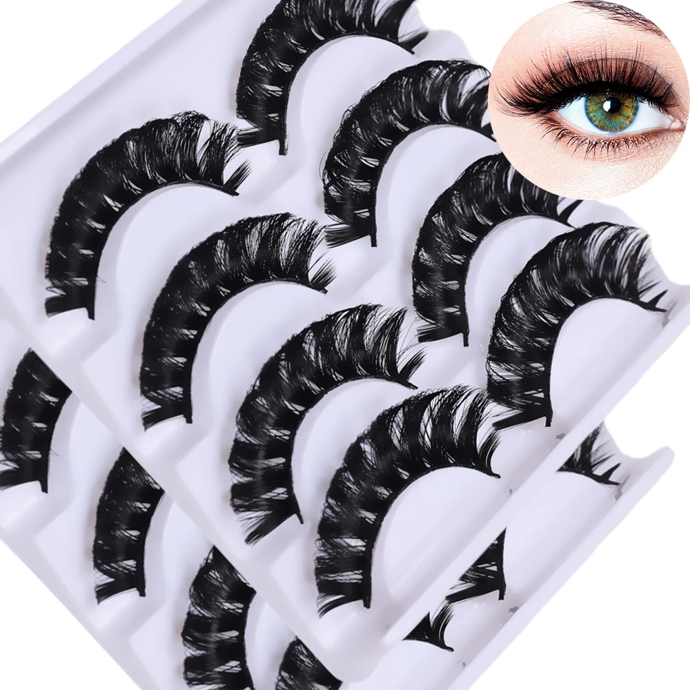 8 زوج/2 حزمة الروسية قطاع جلدة رقيق المنك جلدة ثلاثية الأبعاد الرموش الصناعية DD حليقة الرموش وهمية أدوات ماكياج #1