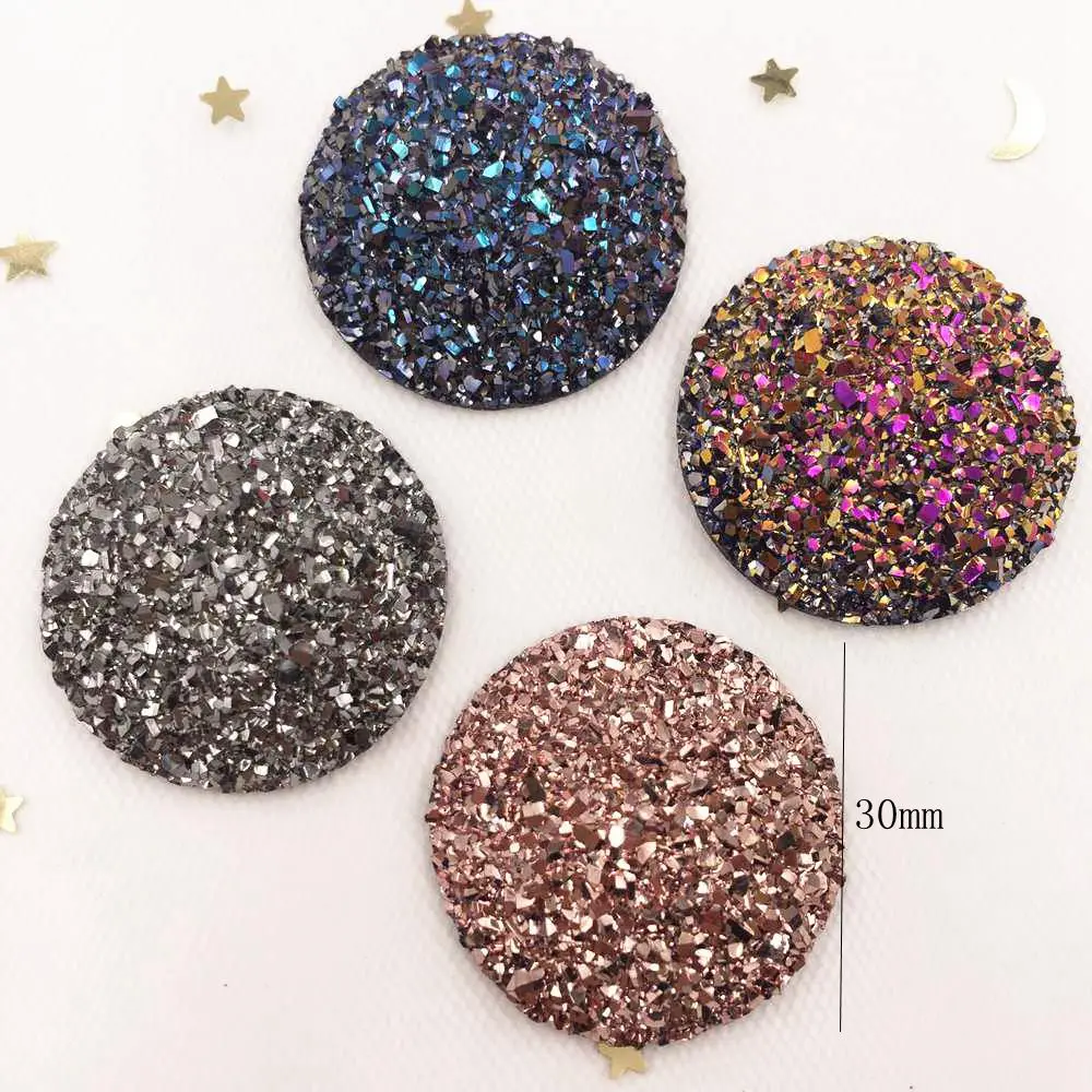 New 8PCS AB Resin 30mm Ore Round Crystal Gem Flatback Rhinestone Buttons Accessories DIY Wedding Appliques Craft G68*2