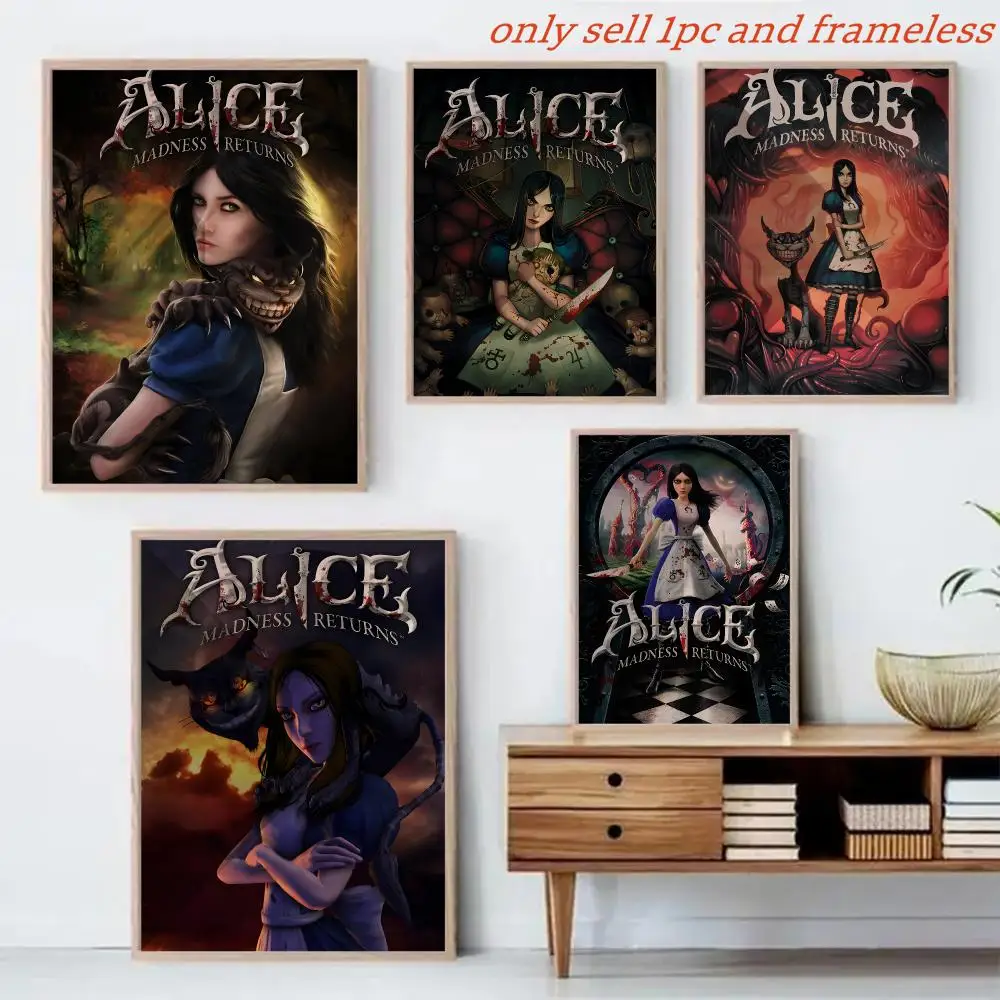 Painting Calligraphy Canvas Mural For Interior Walls Crease-Free Beautiful For Living Room Bedroom Game A-Alice Madness Returns