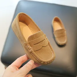 Boys Loafers Toddlers Kids Flats Leather Shoes Slip-on Children Flats Classic Flock Suede Fabric Moccasins Soft Spring Autumn