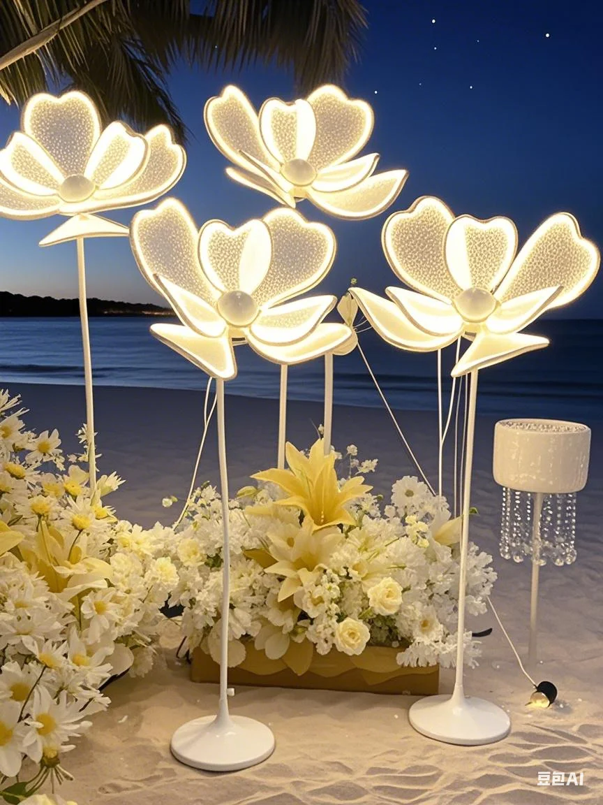 

LED decorative luminous peony flowers, wedding road guide, white silk decoration, for wedding party birthday home decoration