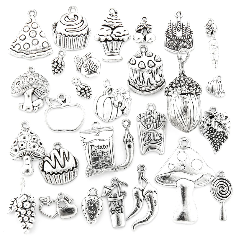 YuenZ 1-30 pcs Antique silver color Food fruit cake Pine cone Charms Zinc Alloy necklace earring bracelet jewelry DIY handmade