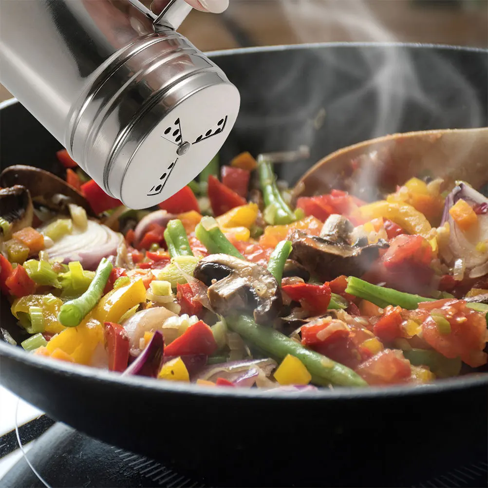 

2pcs Stainless Steel Seasoning Bottle Salt Pepper Shaker Kitchen Condiment Jar Multi-Function Spice Storage Container Household