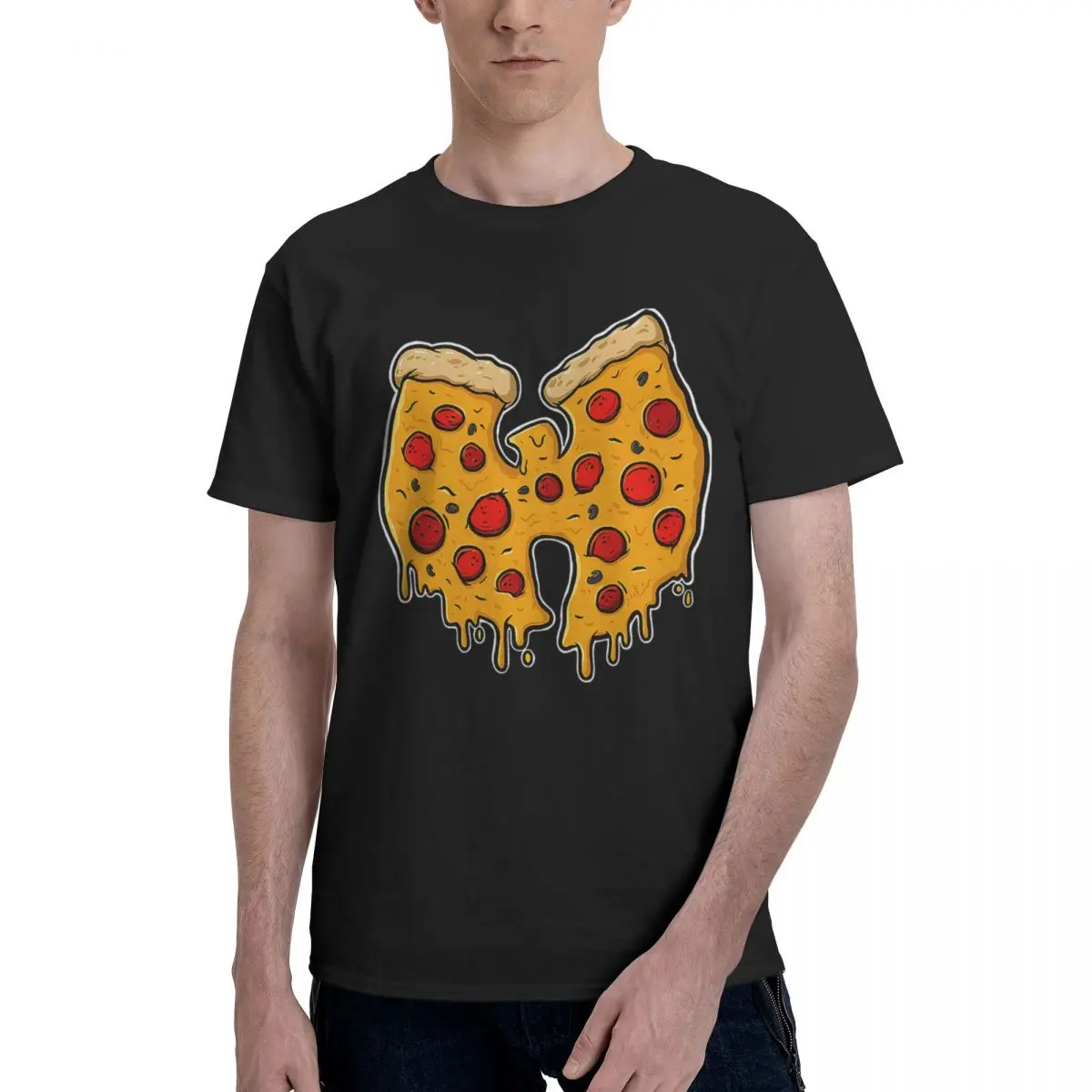

Wu Clan Tangs Pizza 100% Cotton Casual Breathable Confortable Men Top Men's T-Shirts Mens Gifts
