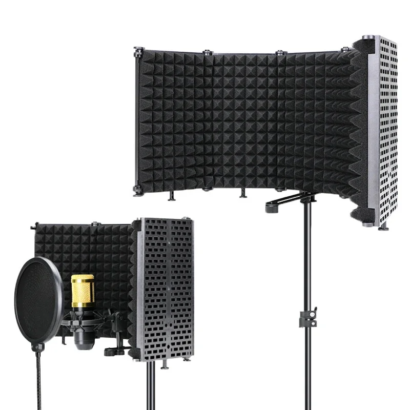 RAYHAYES SM-31 Foldable 5 Panels Microphone Isolation Shield  Sponge Soundproof Shield for Studio Recording Mic Filter Vocal