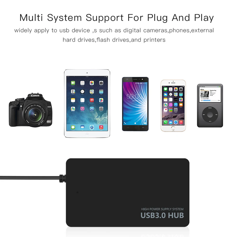 

USB Hub 3.0 4 Port High Speed Data Expansion Multipurpose Splitter for Laptop Pc Black