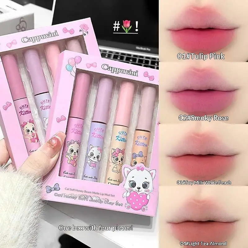 Cappuvini 4Pcs Lip Gloss Gift Set Velvet-Touch Hydrating Lip Lacquer Glass Shine Juicy Universally Flattering Moisturizing'
