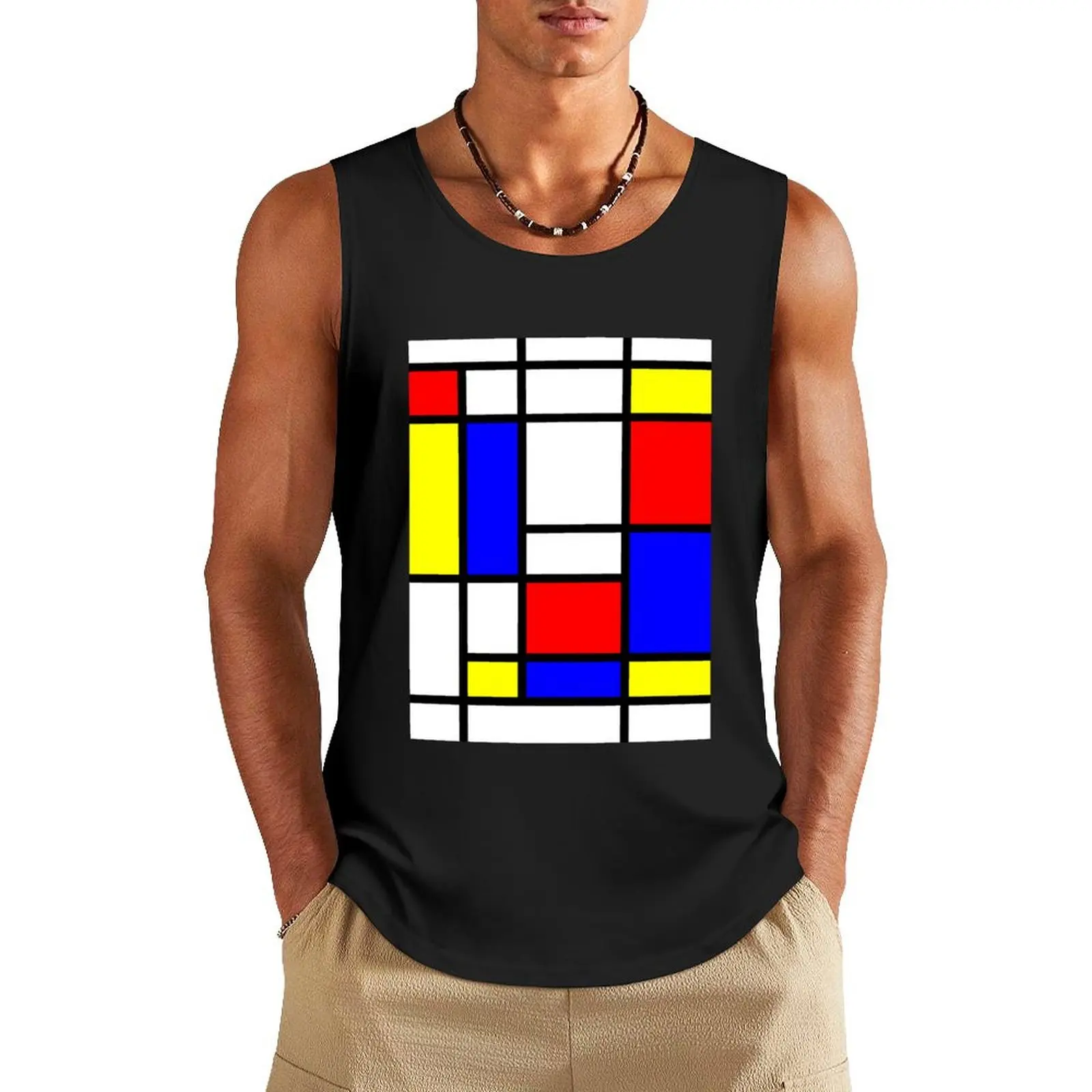 Mondrian Tank Top fashion 2024 man summer Man clothes for gym sleeveless vests