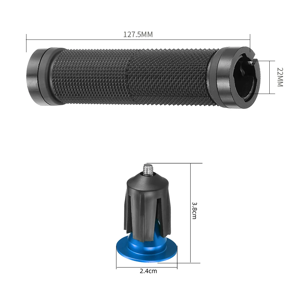 Bicycle Handbar Grips with 1Pair Alluminium Alloy End Plugs,Rubber, Non-slip,Bilateral Lock Cycling