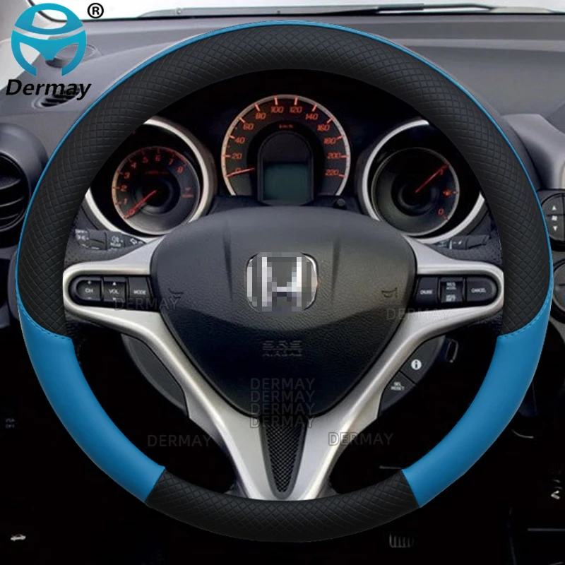 100% DERMAY Brand PU Leather Car Steering Wheel Cover Non-slip for Honda Stream RN6 RN7 RN8 RN9 2000~2015 Auto Accessories