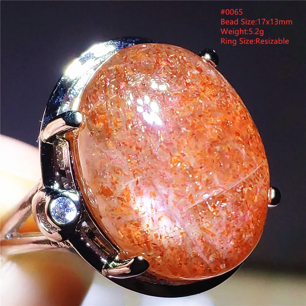 Anillo de piedra solar de fresa naranja de oro Natural para mujeres y hombres, anillo ajustable ovalado de Plata de Ley 925 con ojo de gato y destello raro AAAAAA