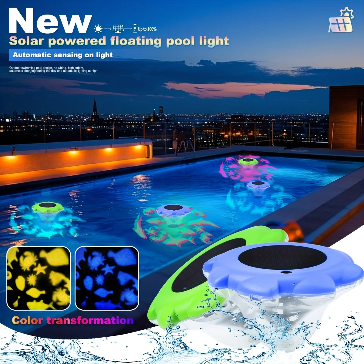 Outdoor Color Changing LED Floating Pond Light 1 Pack Animal Pattern Solar Lamp for Pool Garden Patio Ambient Decor