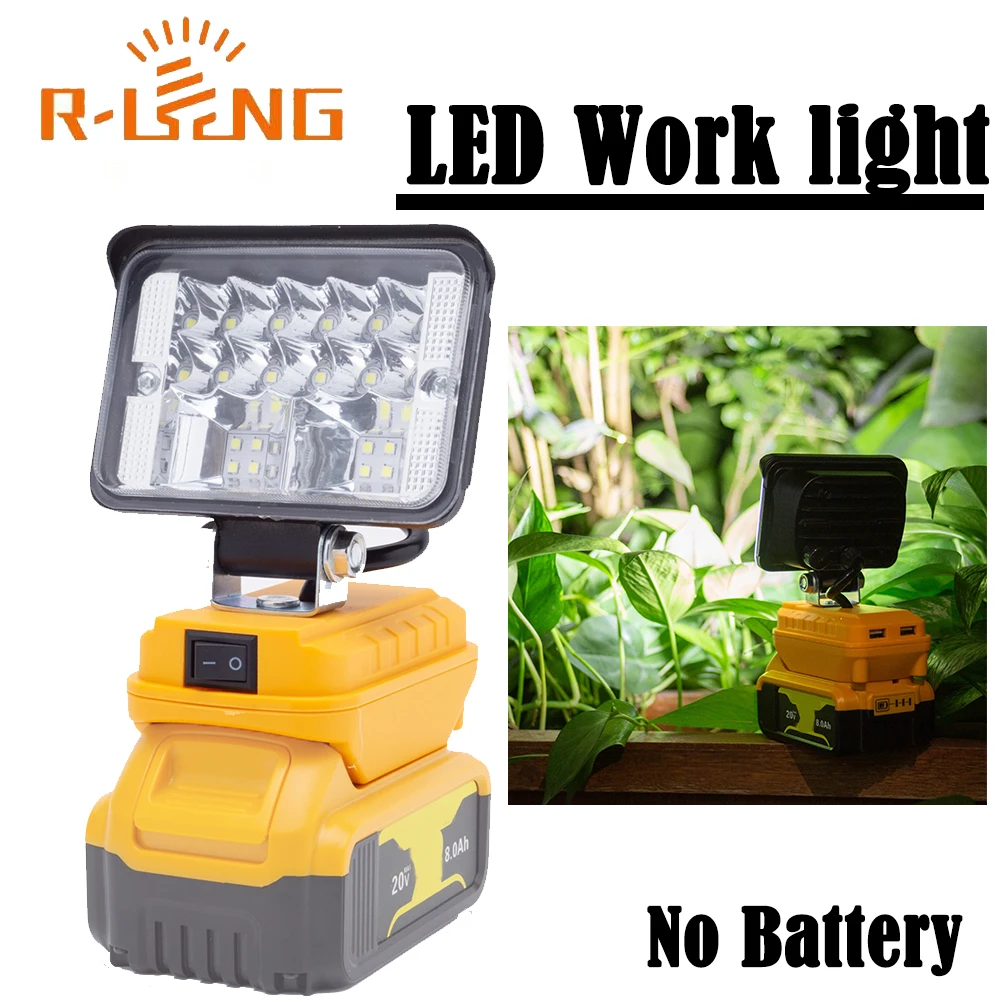 Portable Wireless LED Work Light for DeWalt 18V Lithium Battery Outdoor Lamp Emergency Lights(NO Battery )