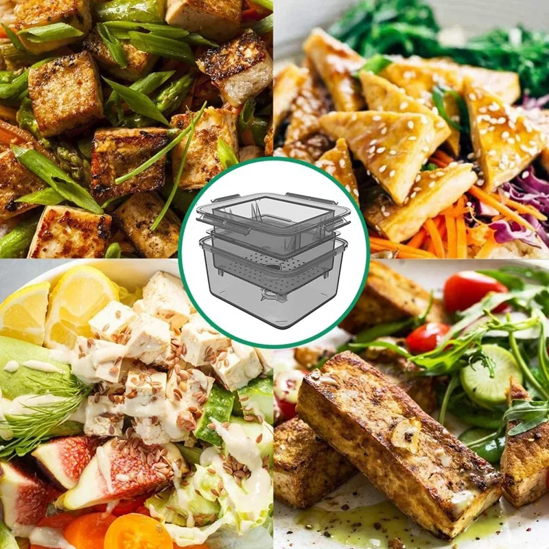 Tofu Press Tofu scolapiatti 3 strati Tofu Press drenaggio integrato strumento per la rimozione dell'acqua lavabile in lavastoviglie strumento di cottura della cucina