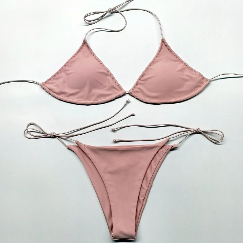 

Модный бикини LENITIVE FASHION из двухслойной ткани с широкими эластичными бретелями, молодежный стиль, треугольный вырез.