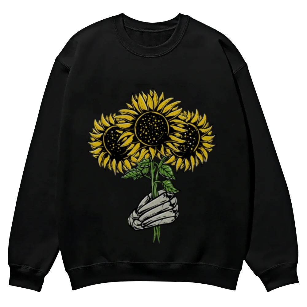 Sunshine Sunflower Graphic Print Hoodie Pure Cotton Soft High Quality Round Neck Casual Loose Shoulder New Sweatshirt