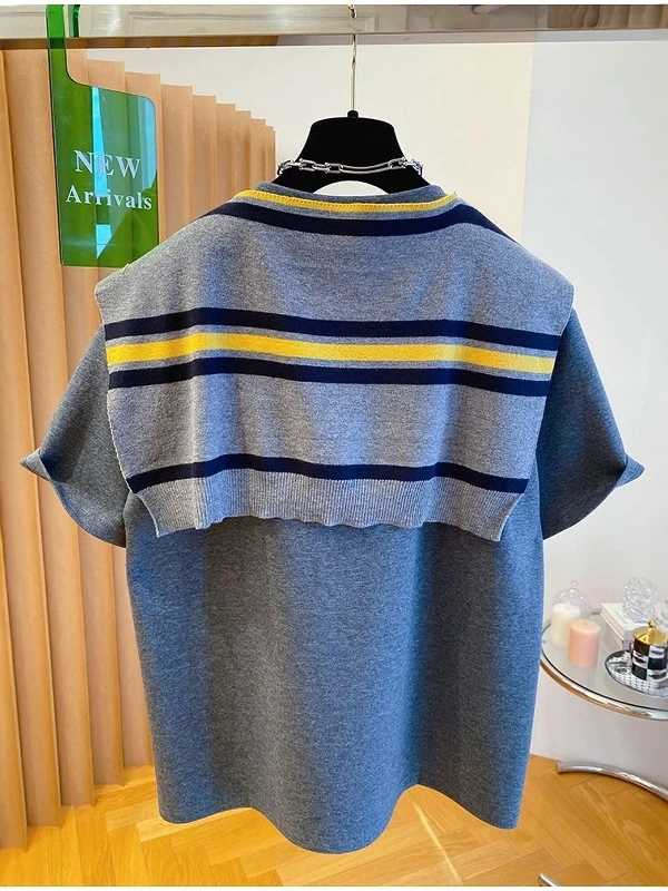 plus Size Women's Casual ort Sve T-irt with oulder Wrap Floing Korean Sle Loose Fit Breathable Comfortable Top