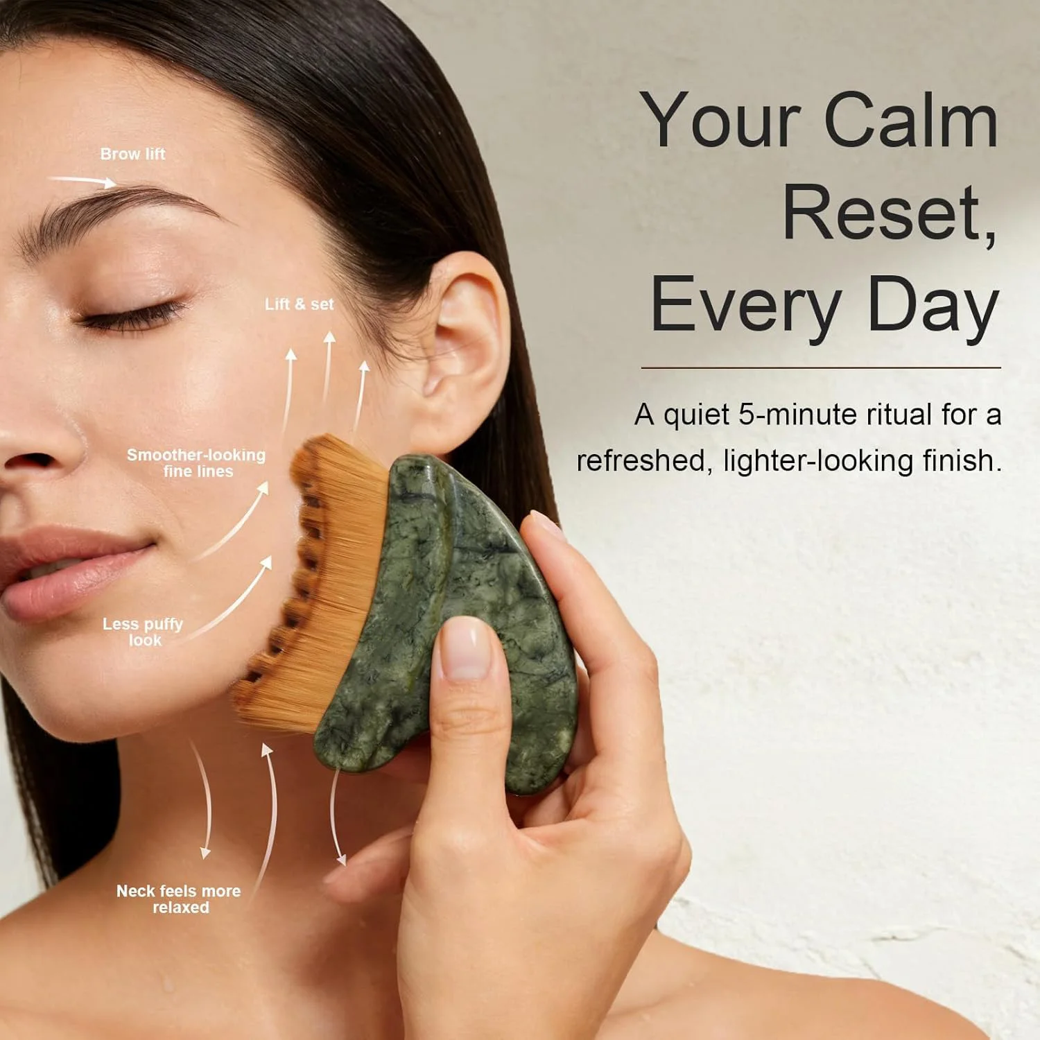 New Lymphatic Contour Face Brush,Ultra-Soft Bristles Gua Sha