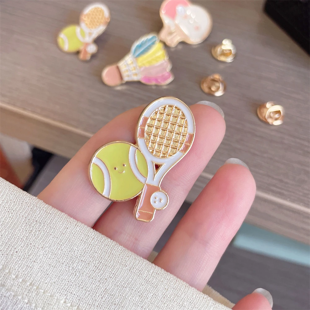 Zinc Alloy Brooches Stylish Badminton Brooch Tennis Brooch Decorative Table Tennis Badge For Collections Student Bags Backpacks