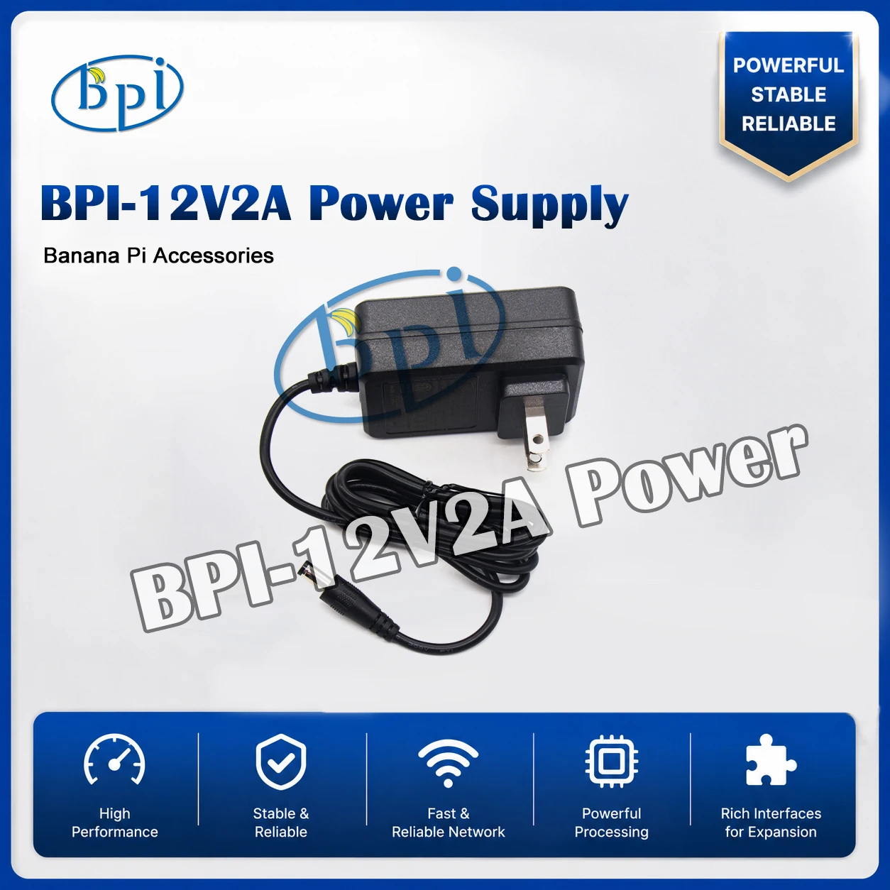 12V 2A Power Adapter for Banana Pi BPI-R3/R4/R2 PRO DC Power Supply US/EU Power Plug