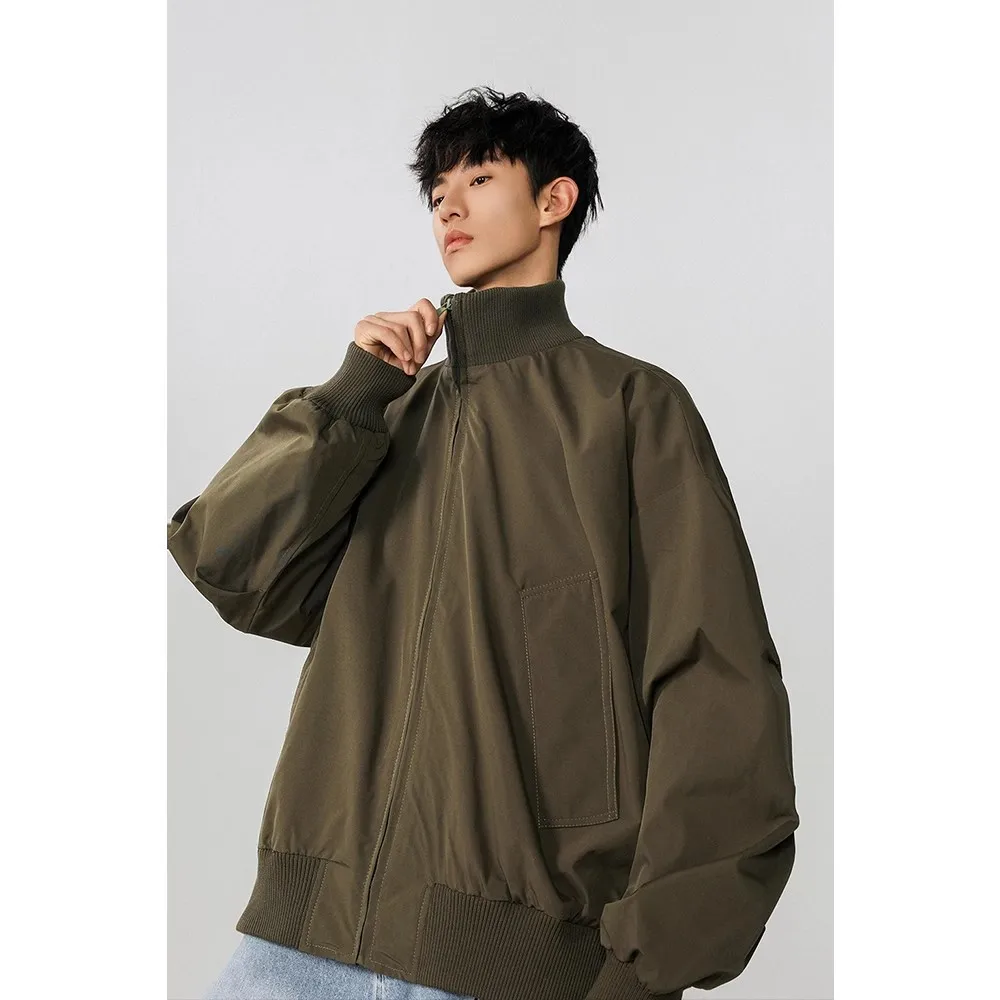 سترة مدرب الطيران للرجال للربيع والخريف سميكة سترة أمريكية كلاسيكية ملابس عمل قصيرة زي بيسبول عصري