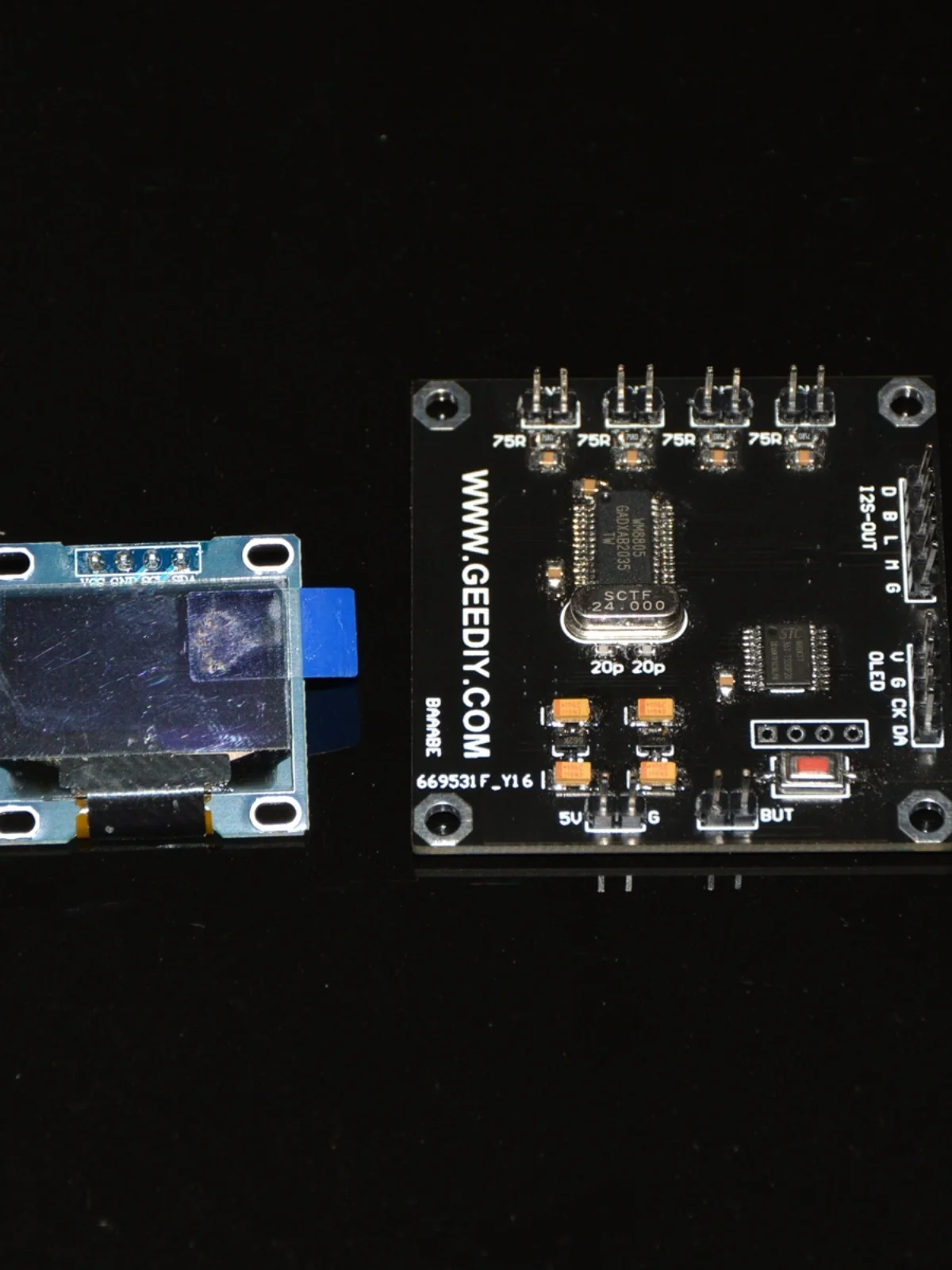 Soft control version WM8805 audio digital receiving board SPDIF to I2S sampling rate display support 24 192
