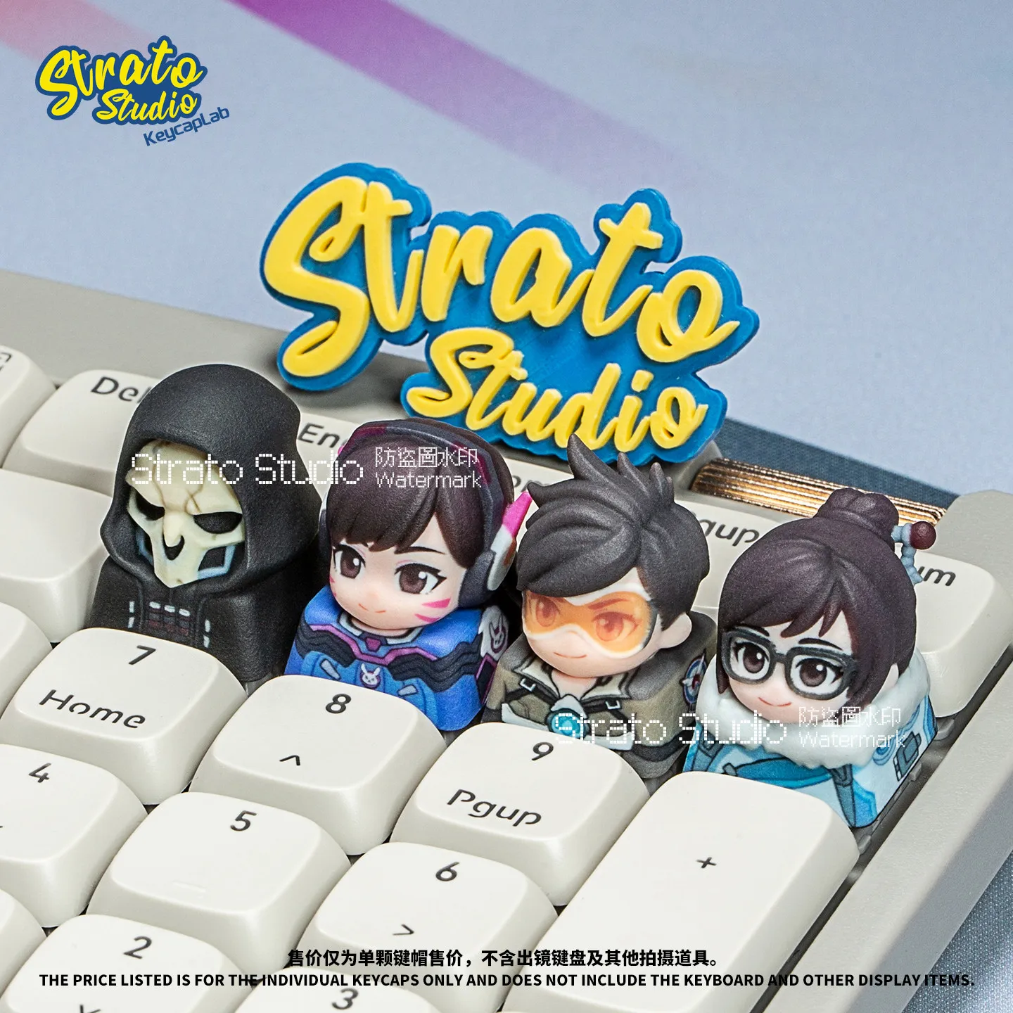 

Коллекционная кастомная механическая клавиатура Strato Studio Overwatch с одиночными кейкапами из смолы: Трейсер, D.Va, Мэй, Рейпер. Для геймеров и любителей аниме.