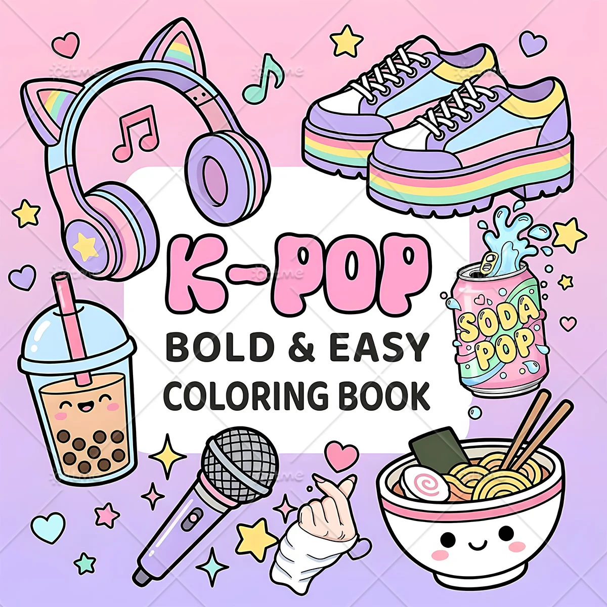 K-POP Malbuch für Erwachsene mit Cartoon-Motiven und Einfachen Mustern zur Entspannung, DIY Mal- und Zeichenbücher für Jugendliche