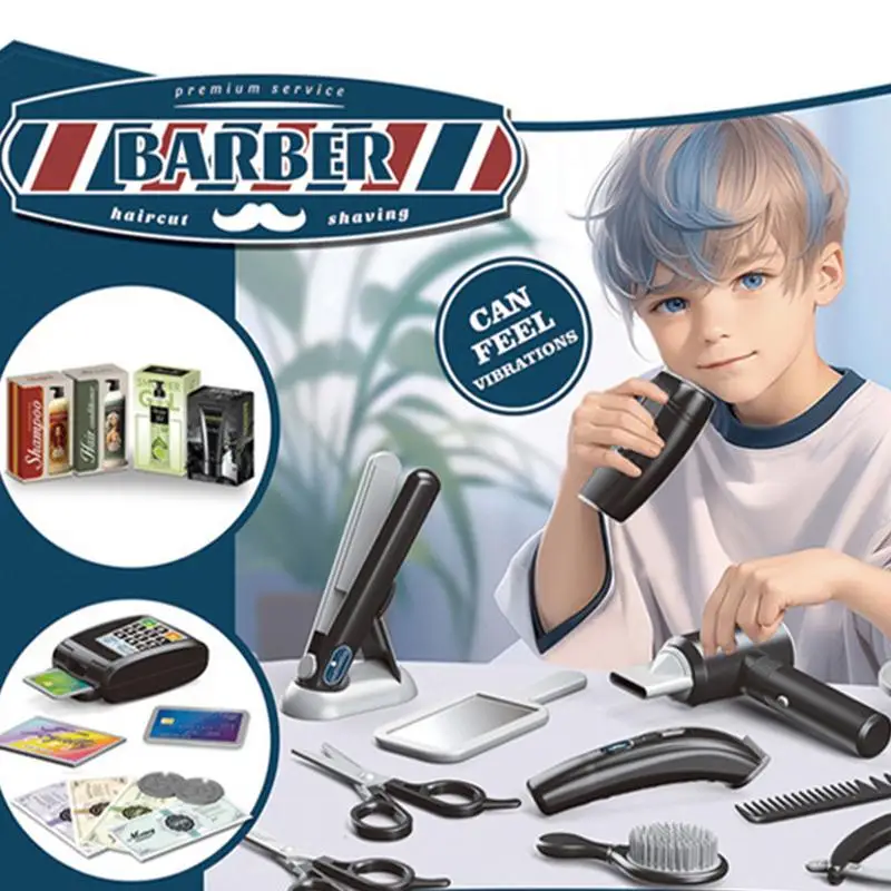 Stylist Accessories Hairdresser Role Playing Toy Set Gifts Hair Stylist Beauty Salon Toy Kids Barber Set Gift for Boys And Girl