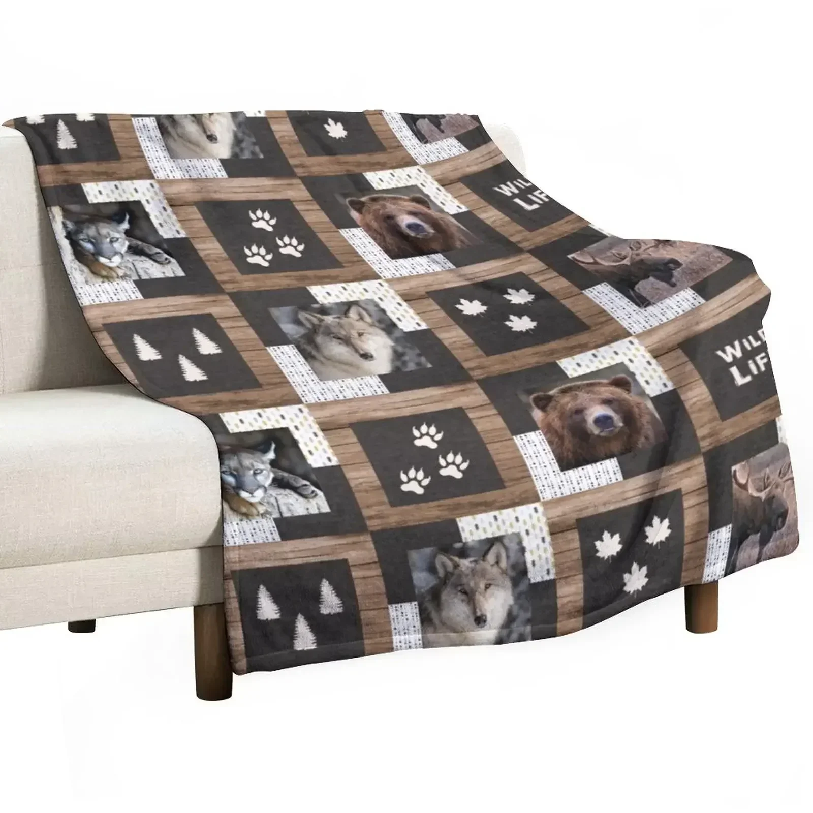 

North American Wildlife Patchwork Throw Blanket wednesday sofa bed for sofa Luxury Designer Blankets