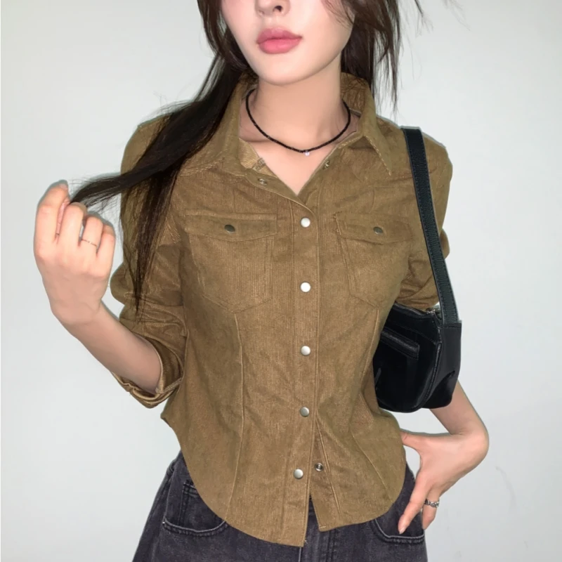 

Шикарный ретро длинный све irt женский приталенный крой ort Sle на одной пуговице корейский Sle стандартный крой средний мягкий другой материал