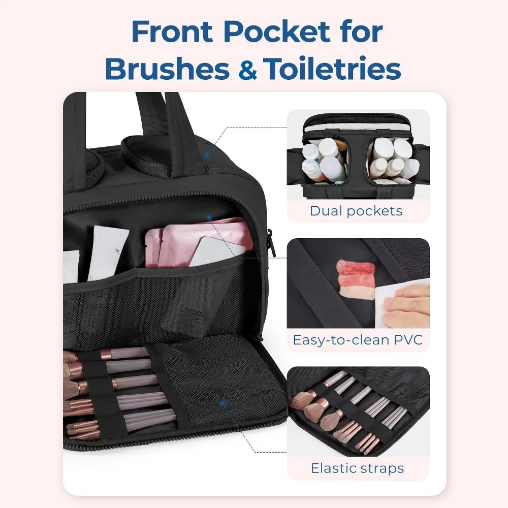 

Lightweight Large Capacity Makeup Bag Puffy Portable Cosmetic Container Multifunctional Handle Wash Pouch Trips