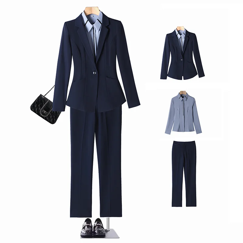 

Костюм для интервью Profional, женская рабочая одежда, весна 2023, комплект брюк Long Sve, стойка регистрации отеля, Caier orm, полиэфирное волокно