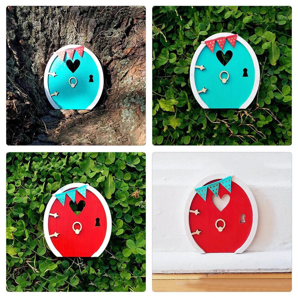 

2 Pcs Wooden Ornaments Garden Fairy Tale Door Craft Decoration Crafts for Trees Miniature Doors Yard