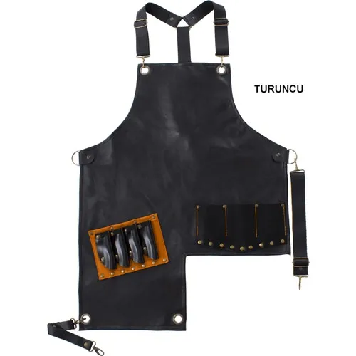 Medusa Forma Leather Shoulder Master Chef-Barista-Cook-Barber-Tattoo-Waiter Apron Orange